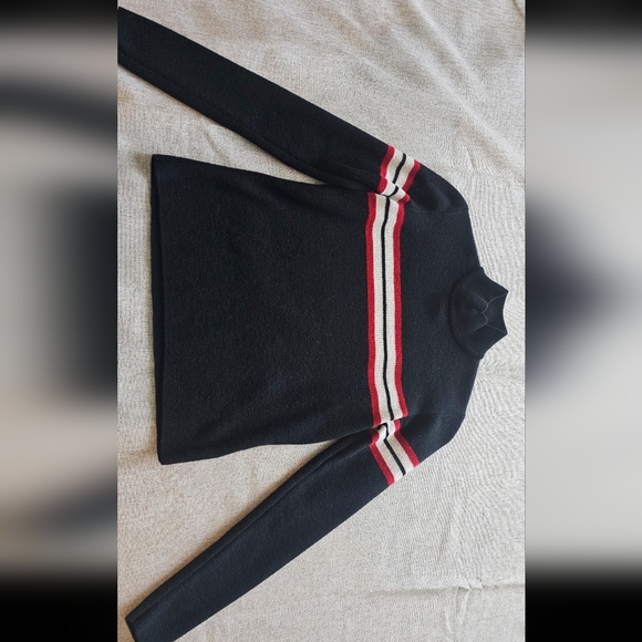 Ralph Lauren Sweaters - Ralph Lauren Black 100% Merino Wool Sweater with Red and White Stripes